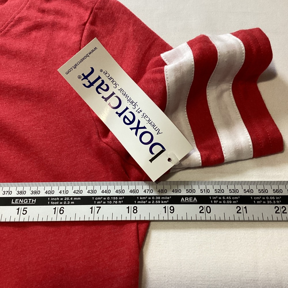 Boxercraft NWT L Red Varsity Stripe Lace Up T-Shirt SportsDress Short Sleeve - Picture 6 of 7